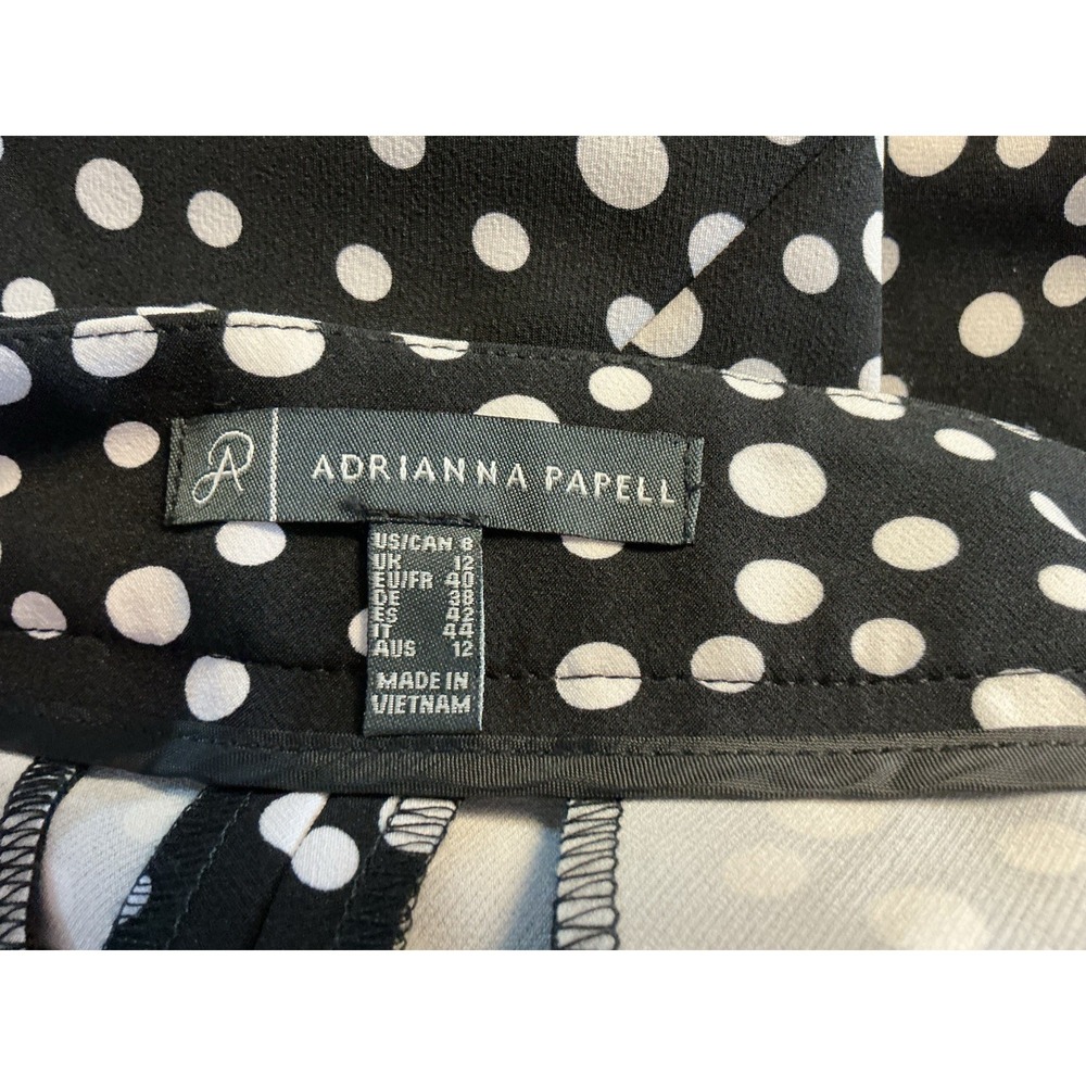 Adrianna Papell Womens 8 Black White Polka Dot Slim Ankle Dress Pants Stretch - Picture 6 of 9